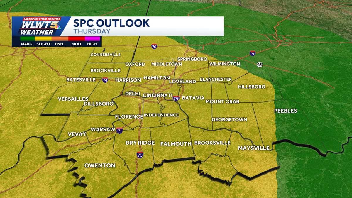 Severe threat Thursday: Tracking chance for stronger storms - WLWT