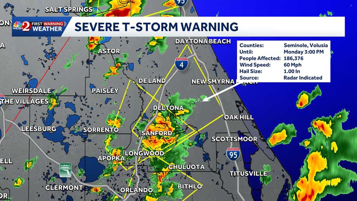 Strong storms are moving into Central Florida; multiple counties under severe thunderstorm warnings