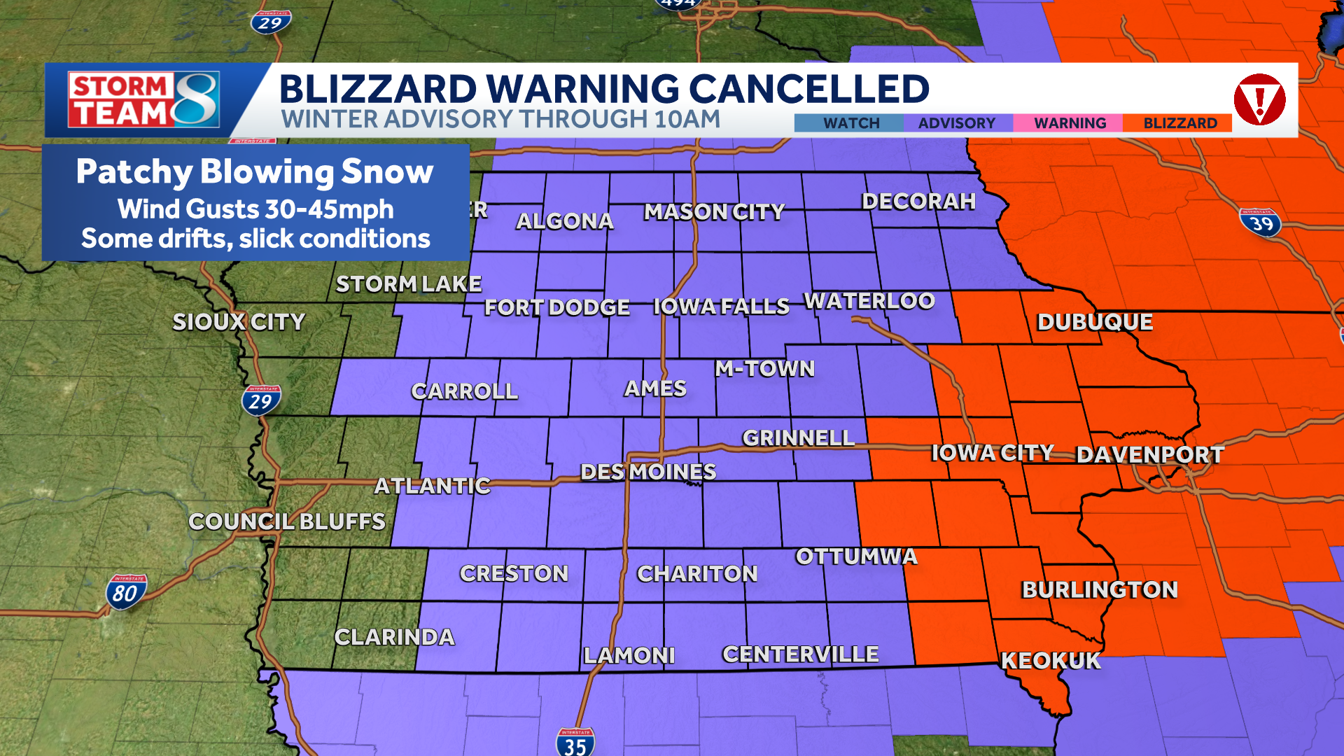 Iowa weather: Winter weather advisory expires as winds die down - KCCI