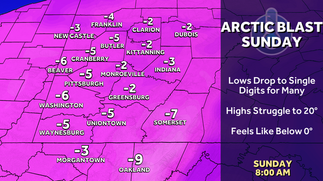 Snow and frigid temperatures in Pittsburgh this weekend