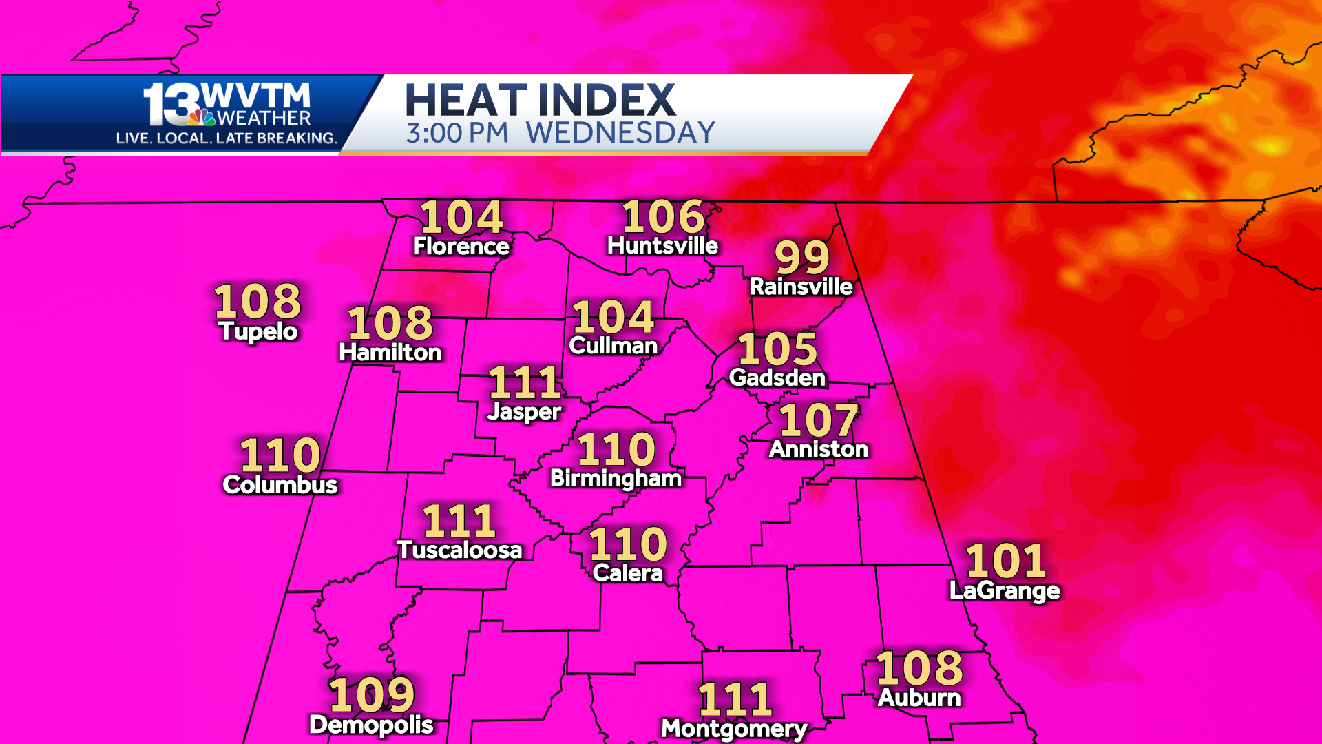 Temperatures climb to the 100s this week - WVTM