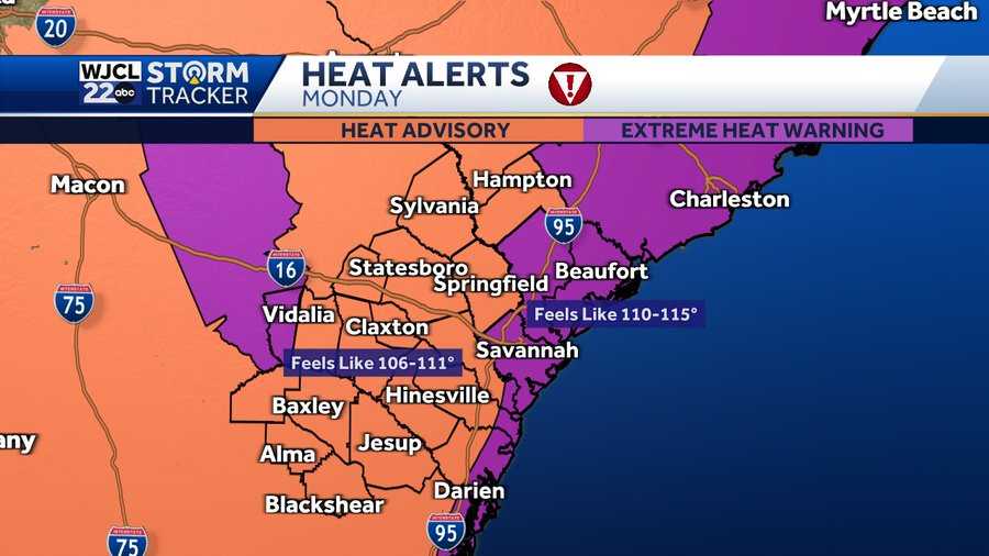 Extreme heat warnings and heat advisories issued for Monday - WJCL