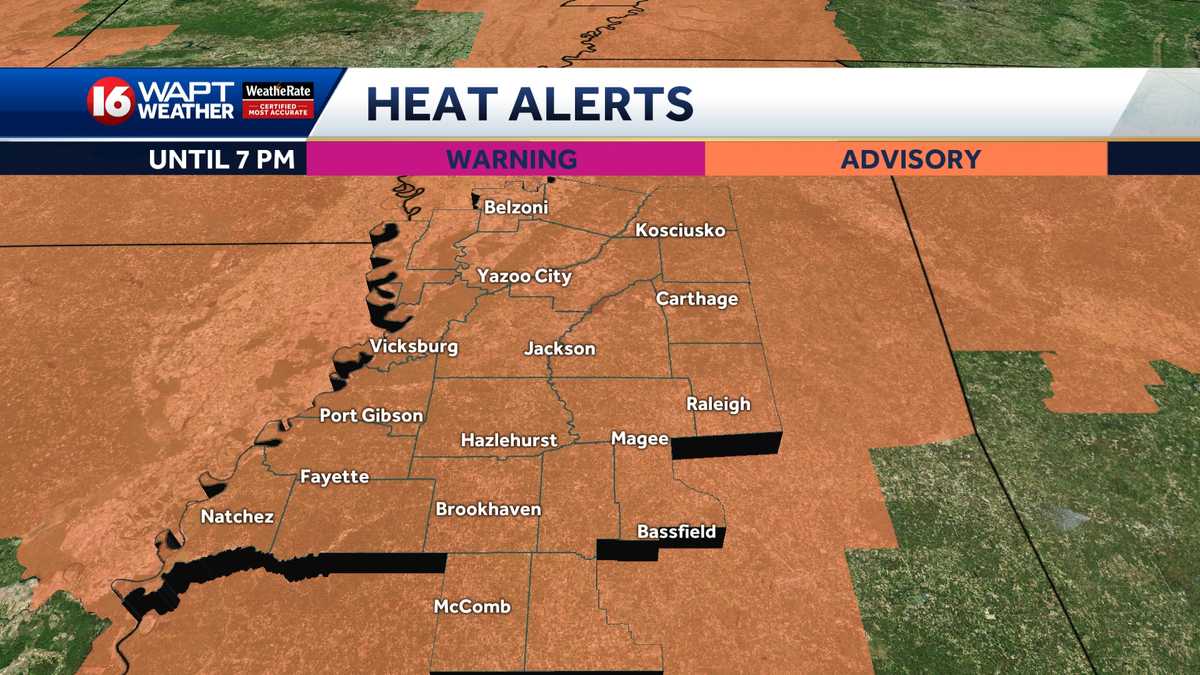 Heat advisory for central Mississippi until 7 p.m.