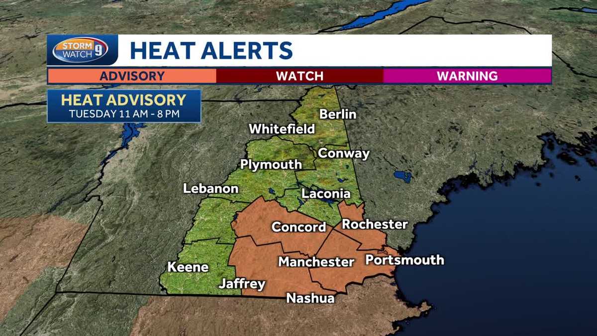Very hot and humid Tuesday in New Hampshire; storms possible Wednesday