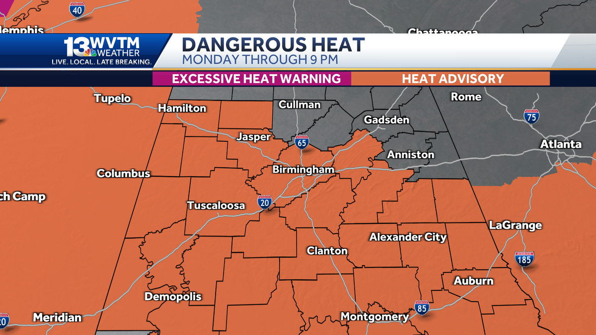 Temperatures top out in the 100s this week - WVTM
