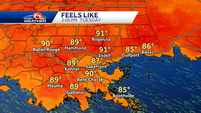 New Orleans forecast this week hot heat storms
