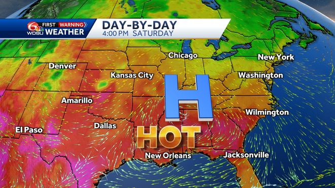 New Orleans weather forecast high temps heat wave heat advisory