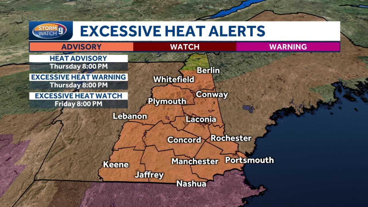 New Hampshire officials urge caution with heat advisory in effect; risk for  strong storms exists, too