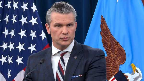 Defense Secretary Pete Hegseth speaks during a press briefing at the Pentagon, Wednesday, March 4, 2026, in Washington.