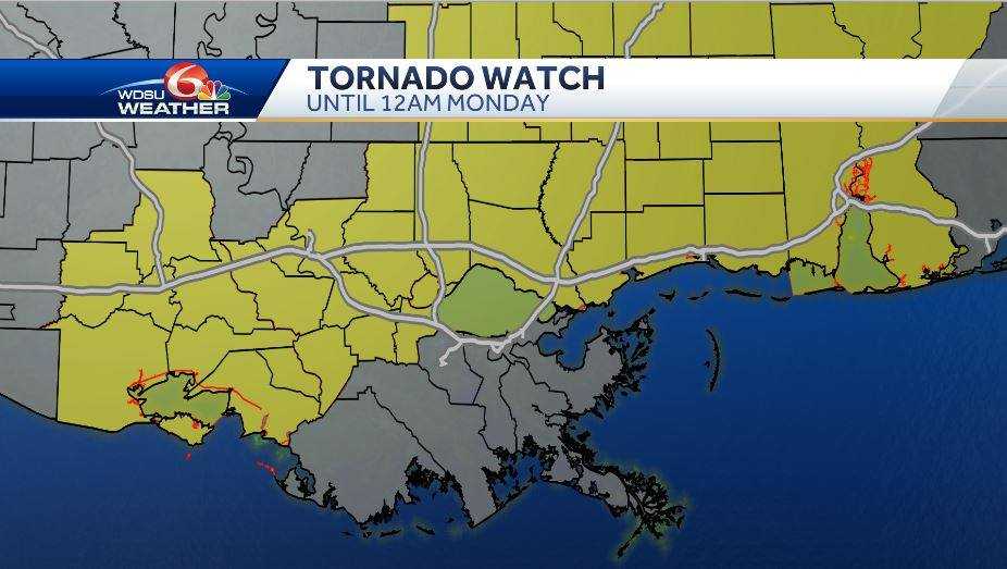 Tornado watch issued for parts of Louisiana, Mississippi