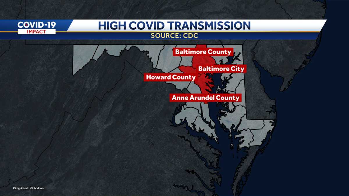 CDC: 4 Baltimore-area jurisdictions have high COVID-19 community transmission CDC: 4 Baltimore-area jurisdictions have high COVID-19 community transmission
