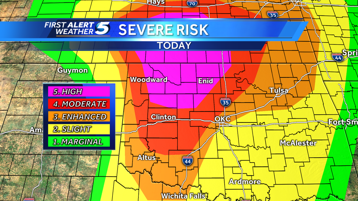 A tornado outbreak with violent tornadoes expected Thursday in Oklahoma