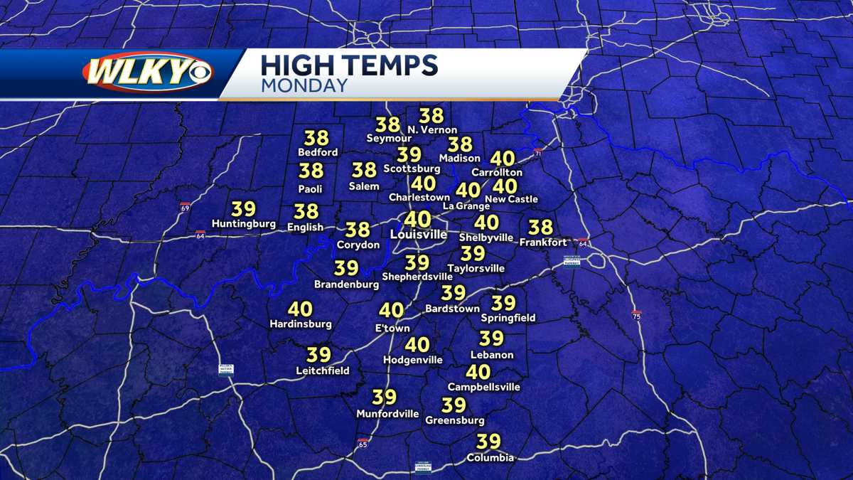 Louisville weather planner Frost and snow chances to start the week