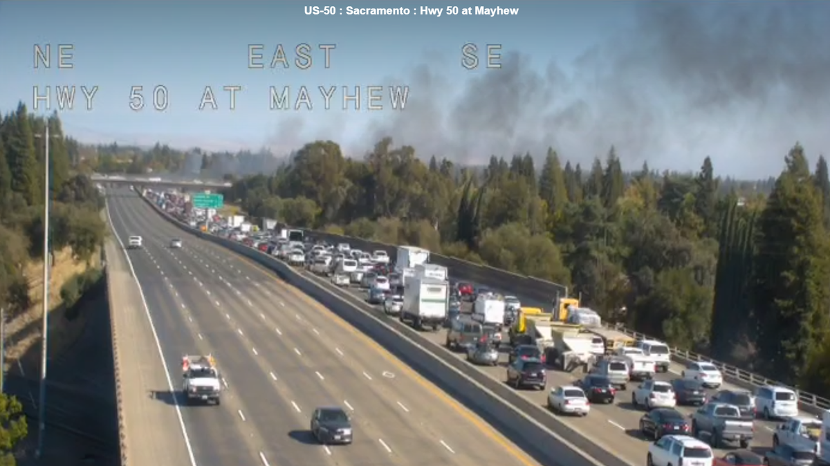 Big rig fire snarls Highway 50 traffic in Sacramento County