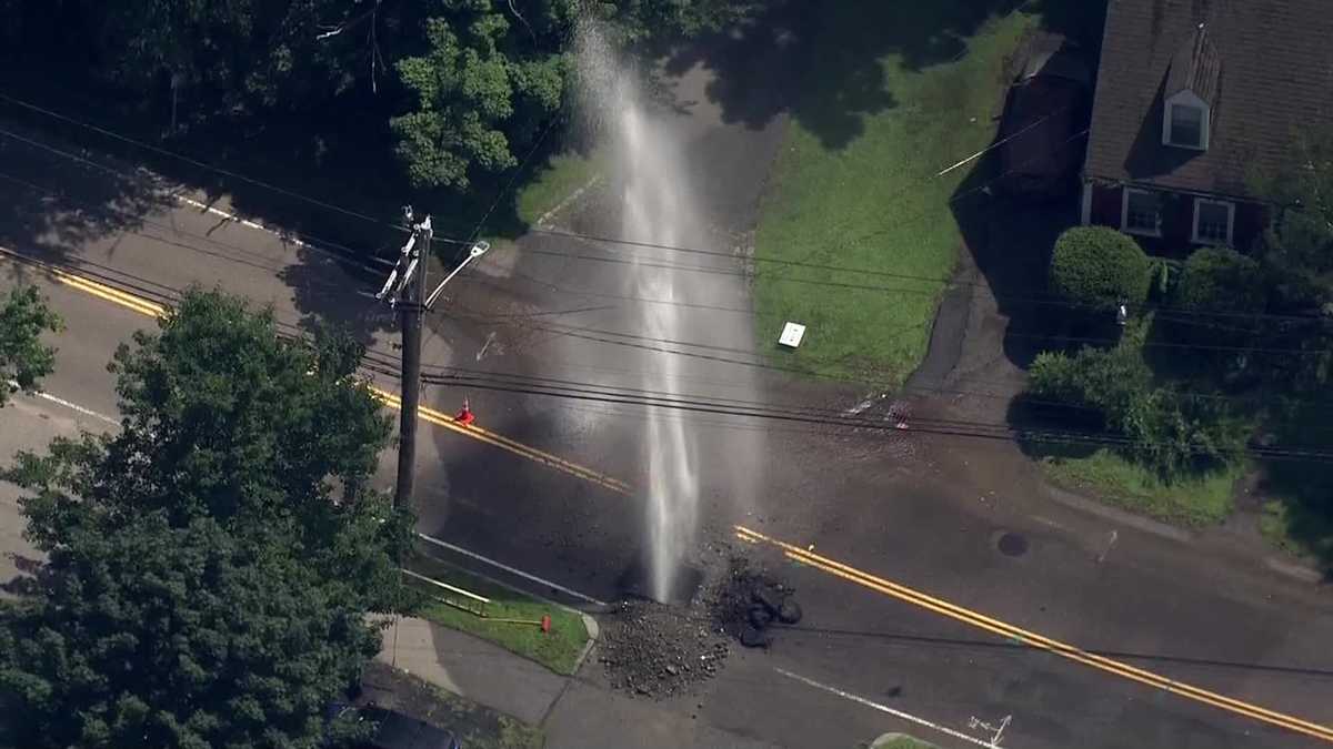 Video captures water shooting into air after Hingham water main break