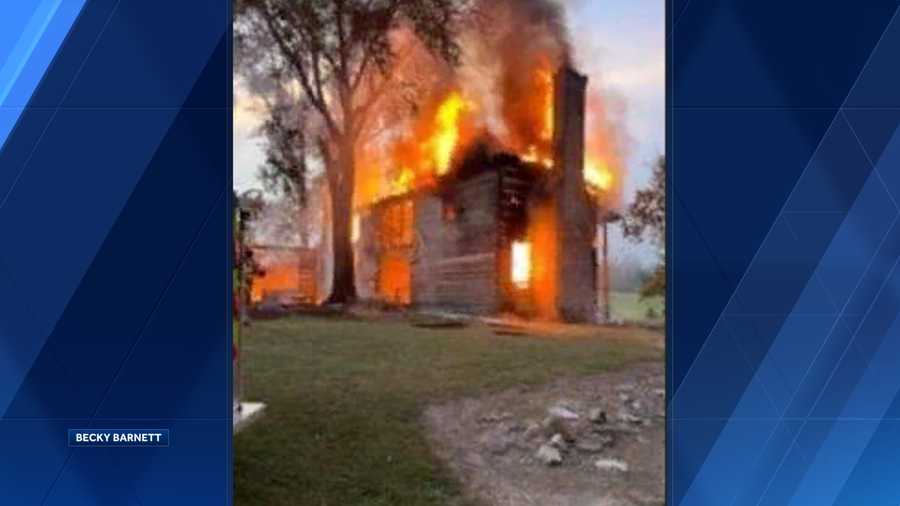 Fire at the historic John Looney House in Ashville, Alabama