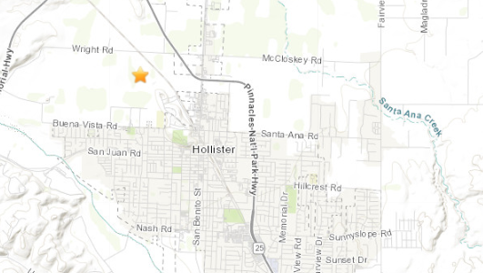 A small 3.1-magnitude earthquake struck northeast of Hollister early Sunday morning