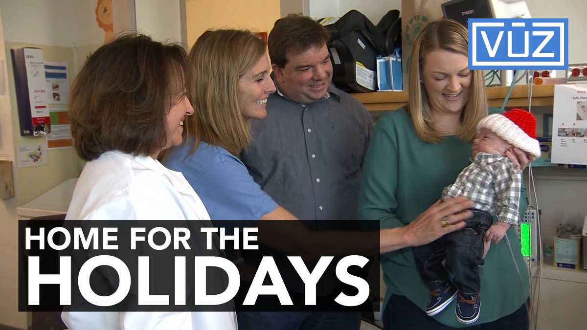 Premature baby gets to spend his first Christmas at home