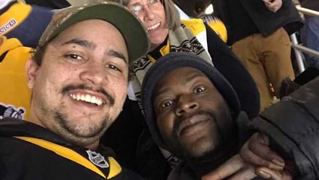 Pittsburgh Penguins fan Jimmy Mains couldn't offer a homeless man any cash, but he did have an extra ticket and helped an unlikely friend get out of the cold.