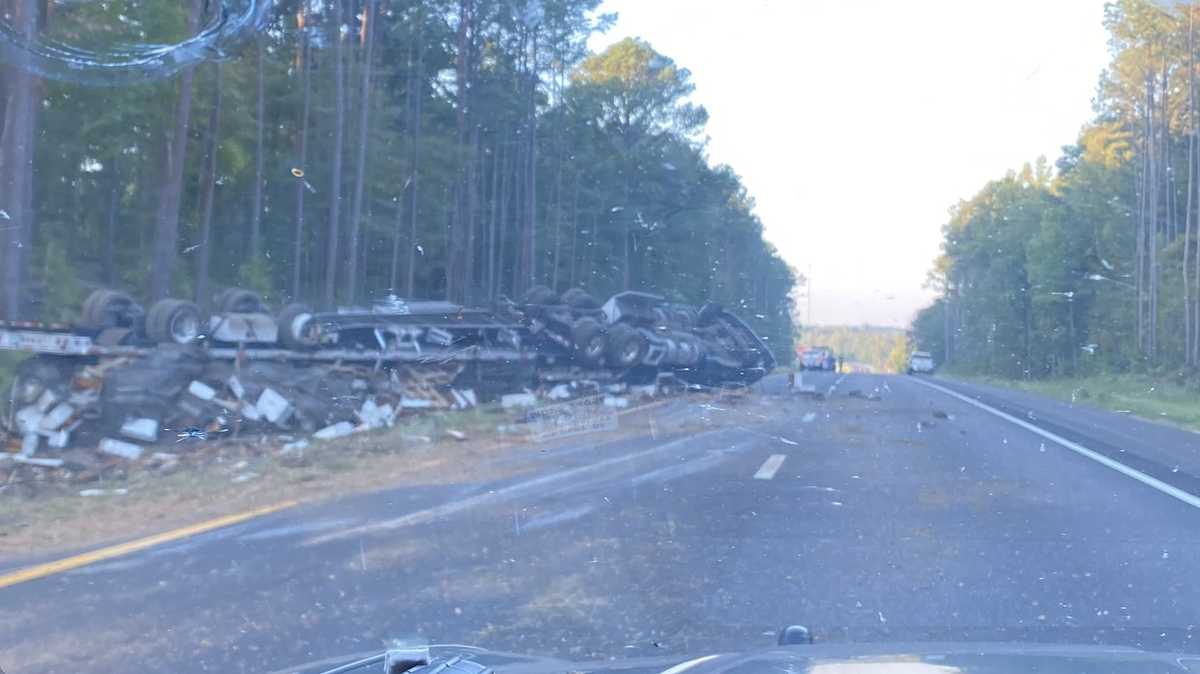 18-wheeler loaded with honeybees overturns on I-55