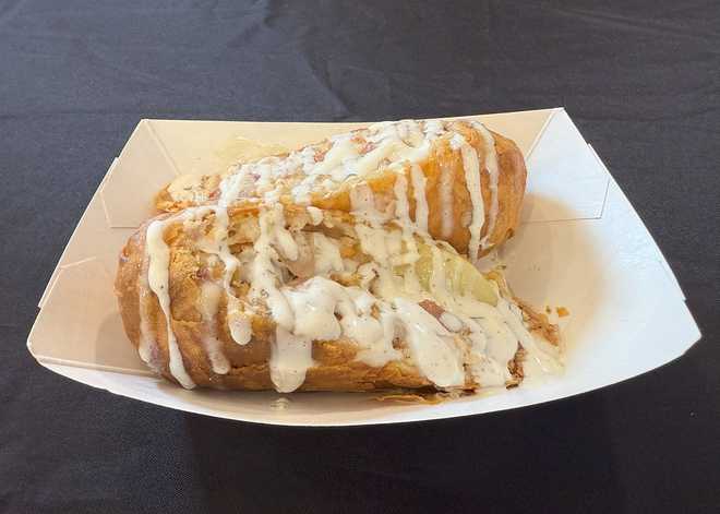 Top-three&#x20;finalist&#x20;for&#x20;best&#x20;new&#x20;food&#x20;at&#x20;the&#x20;2025&#x20;Iowa&#x20;State&#x20;Fair&#x3A;&#x20;&#xFEFF;Bacon&#x20;chicken&#x20;ranch&#x20;eggroll&#x20;&#x28;&#x24;15&#x29;&#x20;from&#x20;Winn&#x20;&amp;&#x20;Sara&#x2019;s&#x20;Kitchen&#x20;in&#x20;Indianola&#x20;and&#x20;Norwalk.