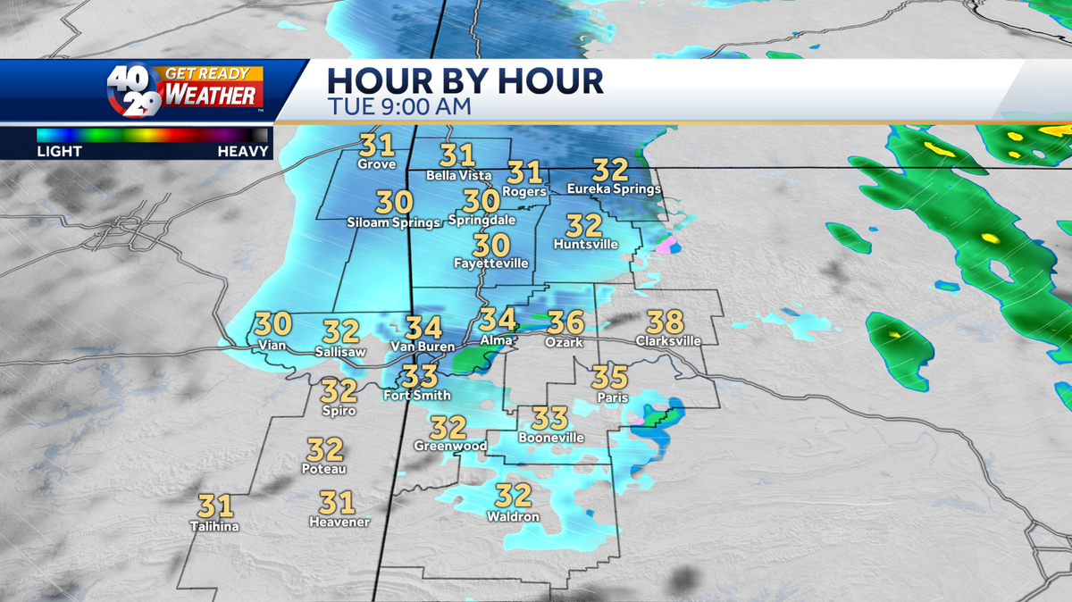 Temps drop as strong winds move the falling snow