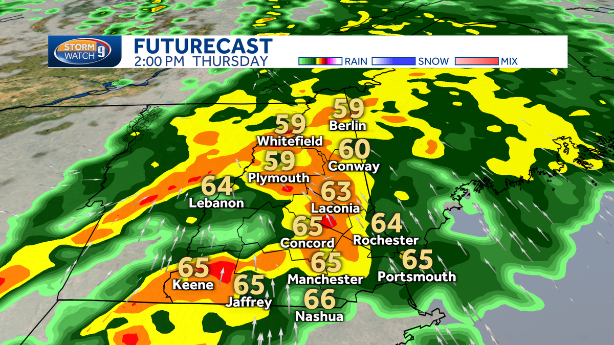 NH Weather Downpours, potential thunderstorms expected Thursday