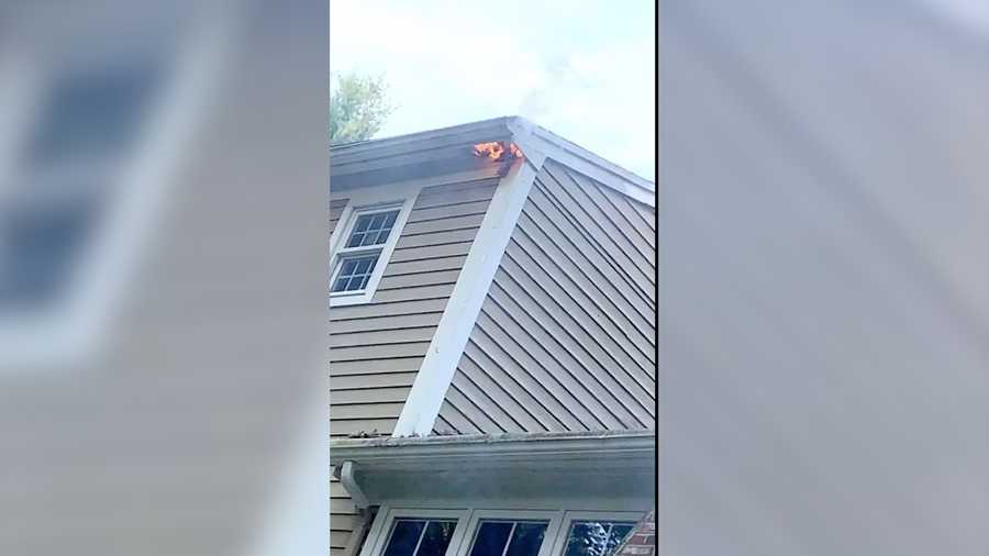 Roof catches fire after man shoots Roman Candle at house