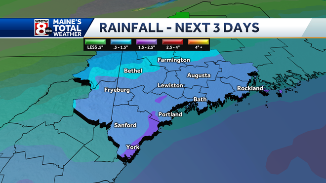 Flood Watch issued ahead of heavy rain moving into Maine