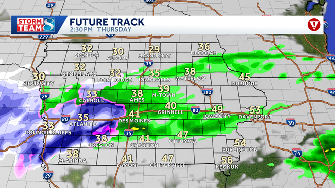 Lluvia que se desarrolla esta tarde en el centro de Iowa