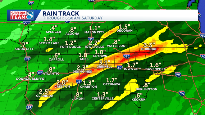 rainfall forecast for iowa friday evening
