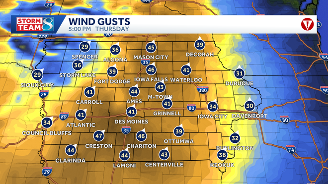 winds will increase through this morning and become windy into the afternoon. ssw winds able to generate 40 to 50 mph gusts will be expected, especially for central and southern iowa.