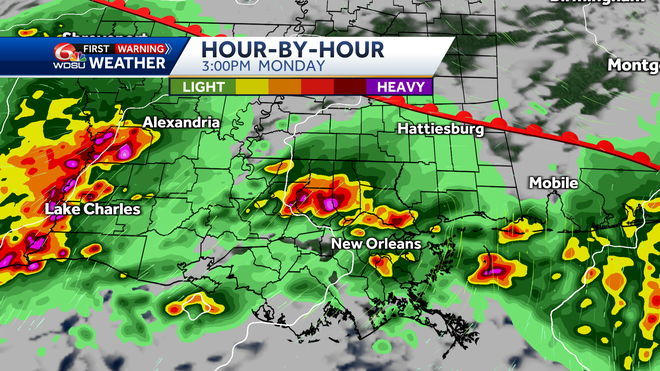 Weather features on Monday afternoon