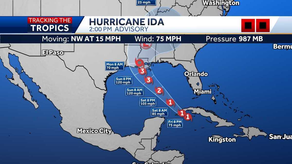 Ida strengthens to a hurricane