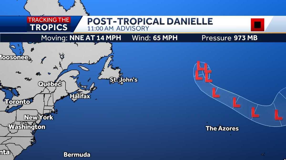 Tropical Storm Danielle's track in the Atlantic