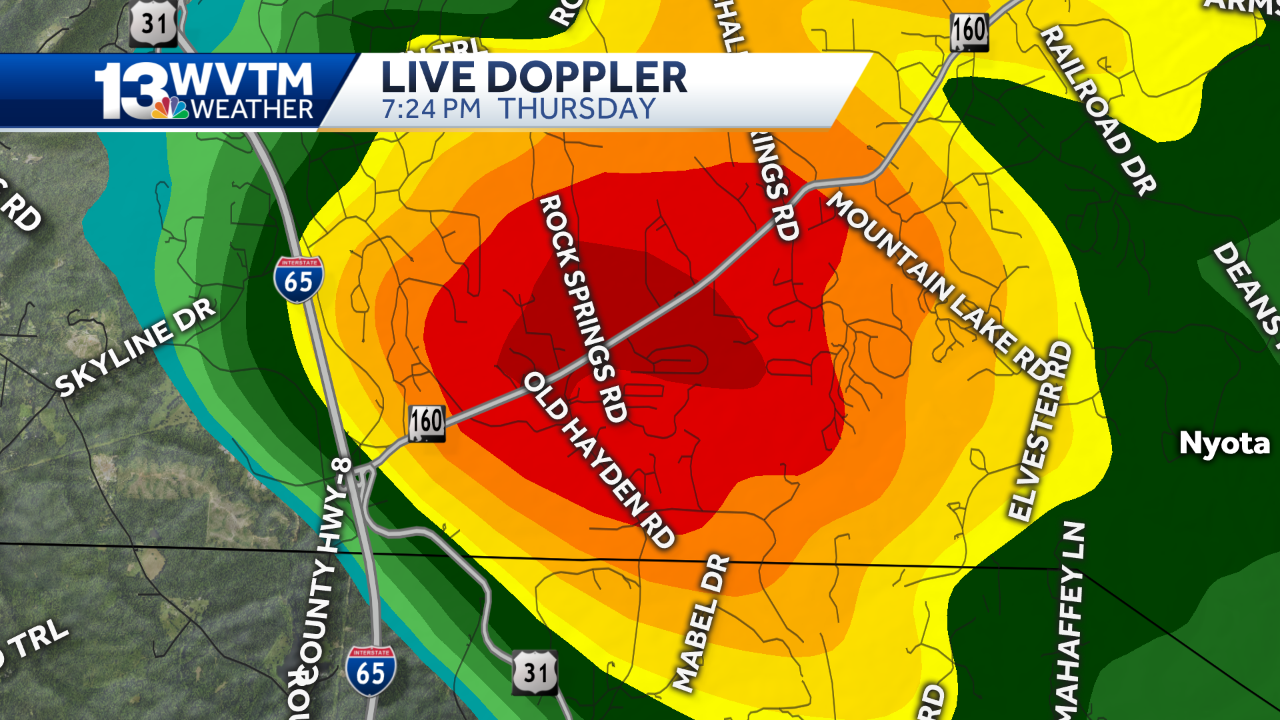 WVTM 13 Live Doppler Radar Shows Storm That Caused Tent Collapse In ...