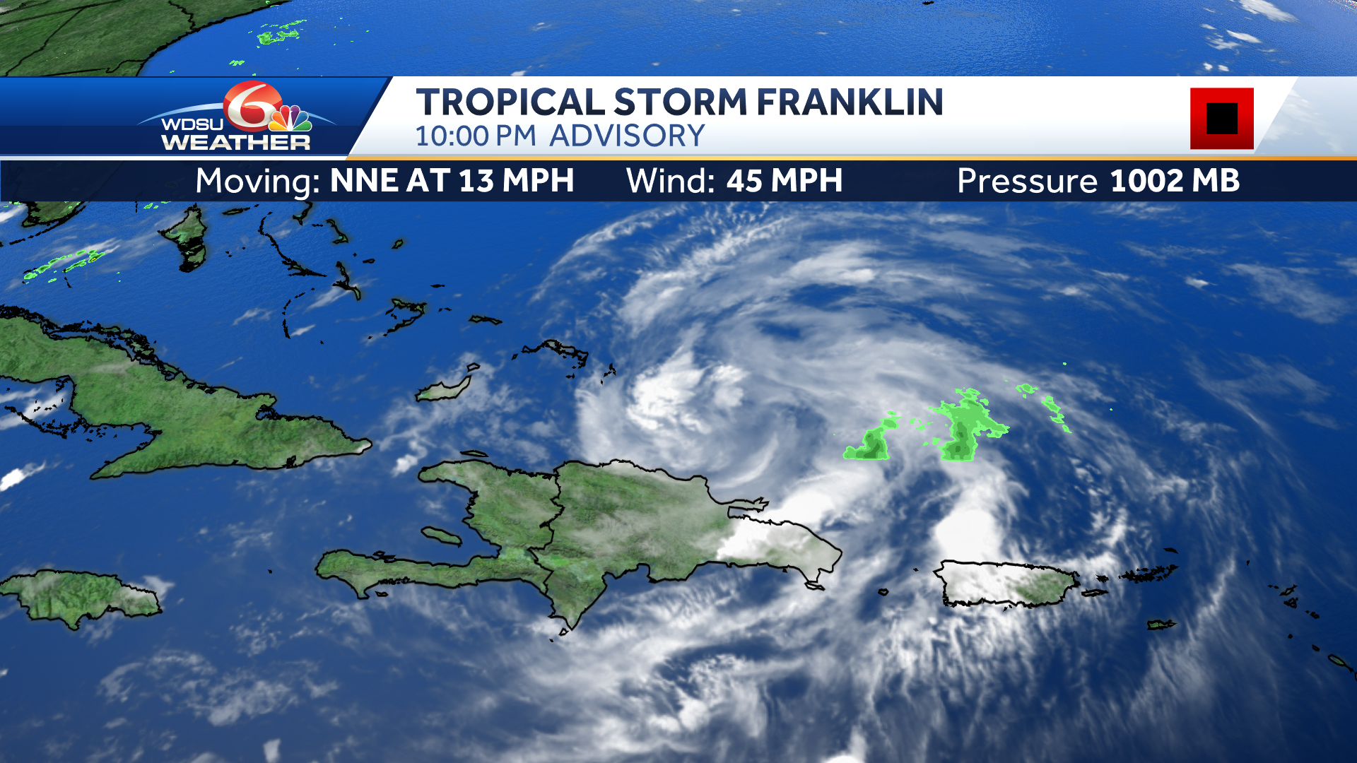 Tropical Storm Franklin makes landfall in the Dominican Republic