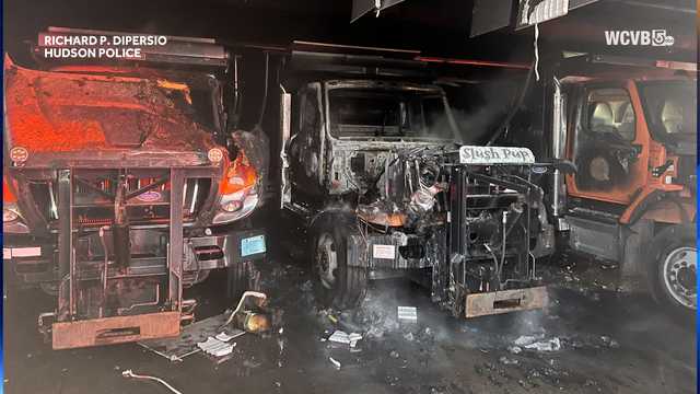 Three large snowplows damaged after catching fire in Hudson, Mass. town garage - Vimarsana News