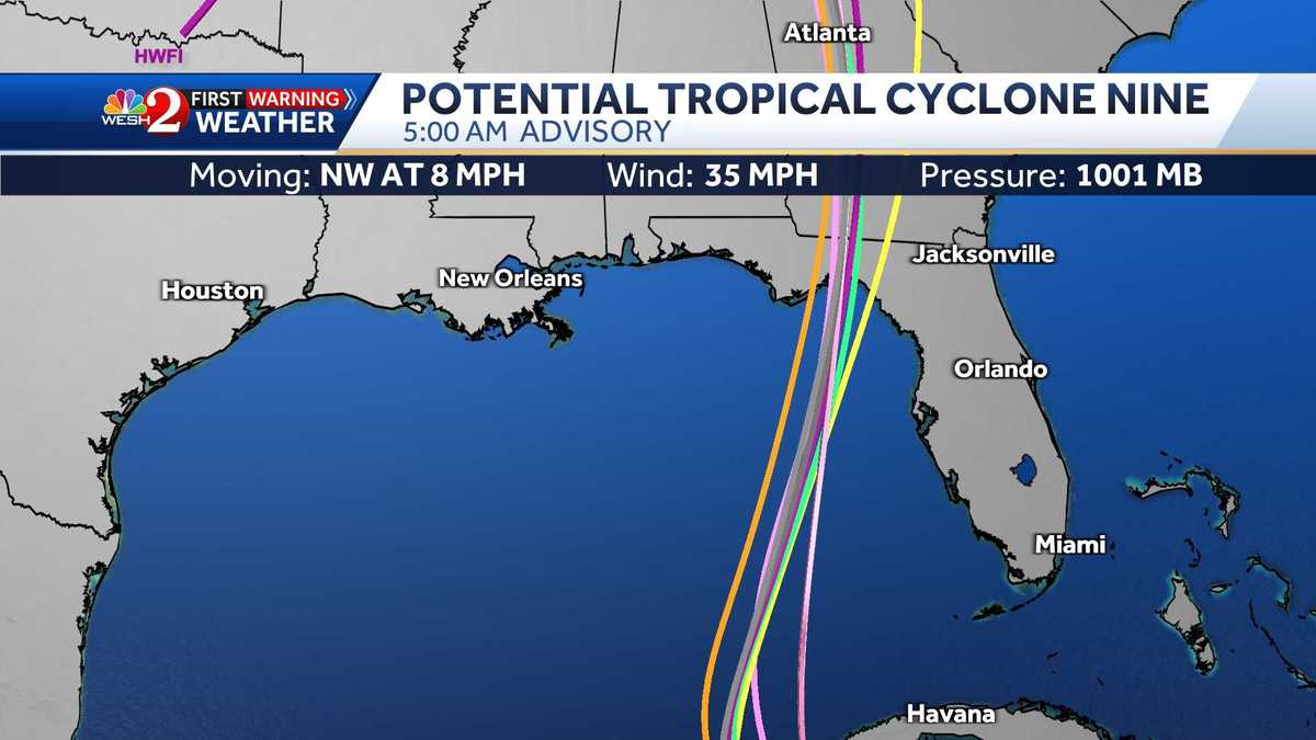 Tracking PTC-8 near Florida: Spaghetti models, cones, maps