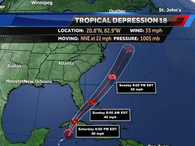 Tropical Depression Eighteen Forms In Caribbean