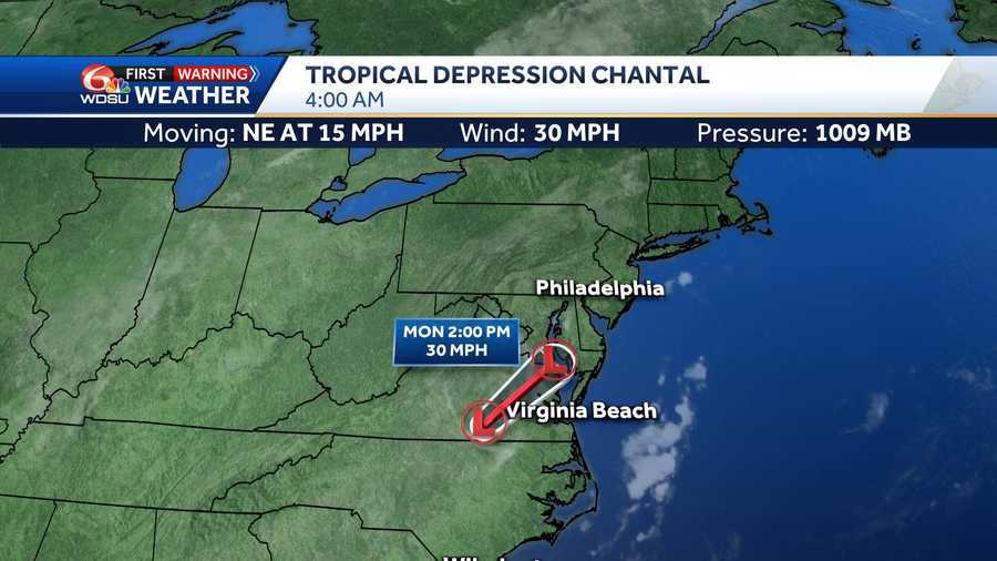 Post-tropical cyclone Chantal continues up the NE coast