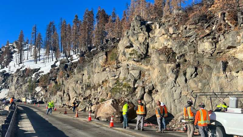 Highway 50 traffic near Echo Summit clear after fallen boulder