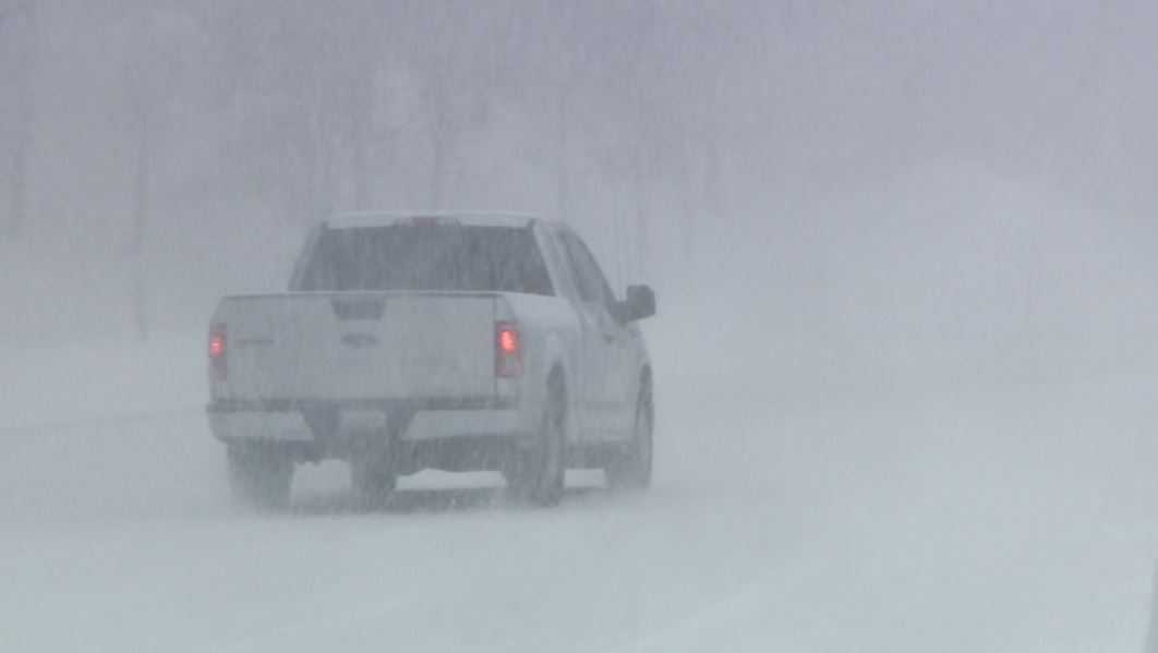 Whiteout conditions along HWY 50 through Sierra