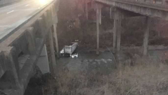 One injured after truck crashed off Hwy 78 bridge, into creek