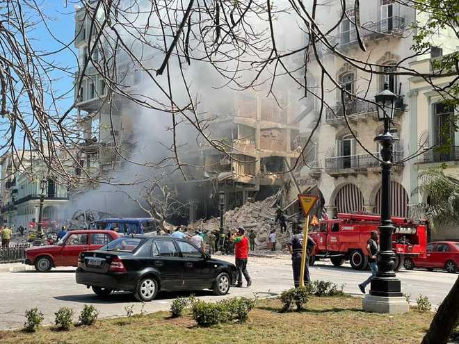 An&#x20;explosion&#x20;rocked&#x20;Havana,&#x20;Cuba&#x20;Friday&#x20;and&#x20;destroyed&#x20;the&#x20;Hotel&#x20;Saratoga.&#x20;Cuban&#x20;police&#x20;and&#x20;fire&#x20;rescue&#x20;were&#x20;combing&#x20;through&#x20;the&#x20;rubble&#x20;looking&#x20;for&#x20;survivors.&#x20;It&#x20;was&#x20;not&#x20;clear&#x20;what&#x20;caused&#x20;the&#x20;explosion&#x20;in&#x20;the&#x20;center&#x20;of&#x20;the&#x20;city.