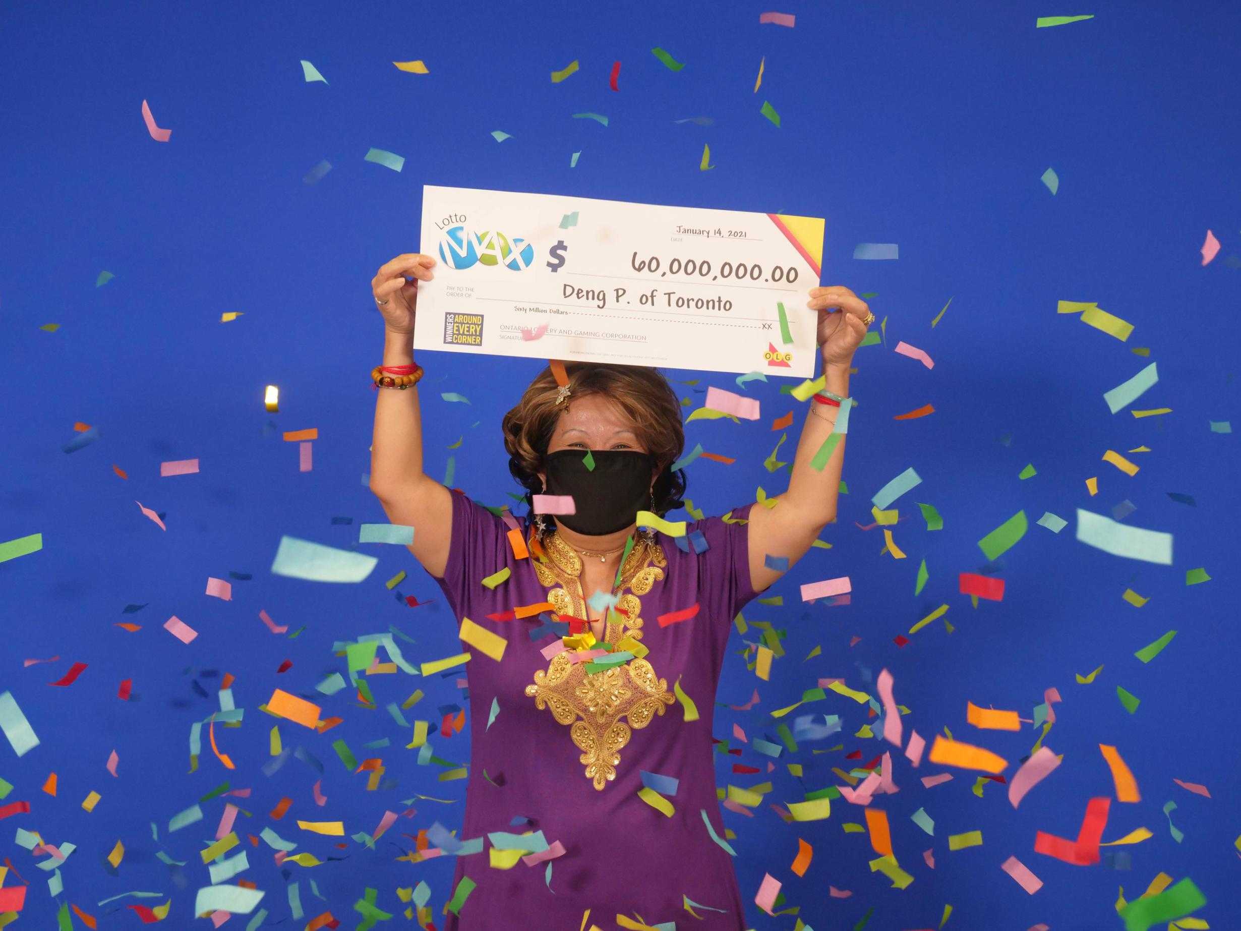 A woman who won a $60 million lottery said she got the winning numbers from  her husband's dream