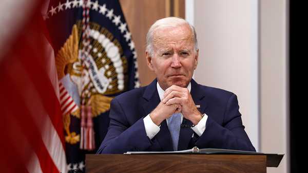 U.S. President Joe Biden gives remarks during a meeting on the U.S. Economy with CEOs and members of his Cabinet in the South Court Auditorium of the White House on July 28, 2022 in Washington, DC. During the meeting, President Biden was given a note by an aide which indicated that Creating Helpful Incentives to Produce Semiconductors (CHIPS) for America Act had received enough yes votes in the House of Representatives to pass the legislation.