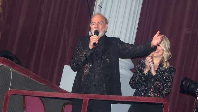 Neil Diamond sings Sweet Caroline during the Broadway opening of
