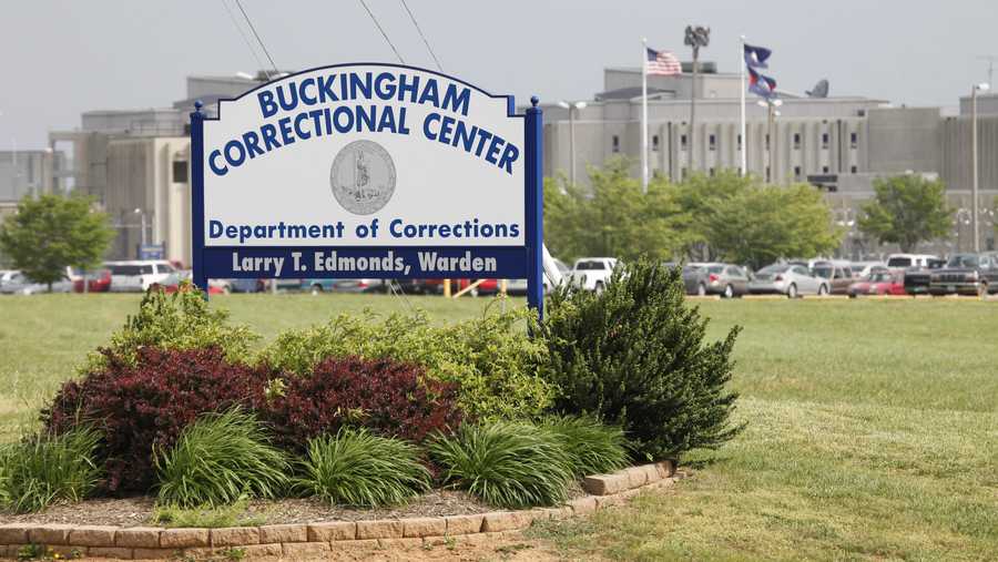This May 3, 2011 photo shows the entrance sign to the Buckingham Correctional Center  in Dillwyn, Va.  (AP Photo/Steve Helber)