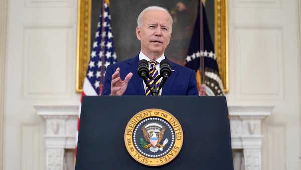 President Joe Biden speaks about reaching 300 million COVID-19 vaccination shots, in the State Dining Room of the White House, Friday, June 18, 2021, in Washington. (AP Photo/Evan Vucci)